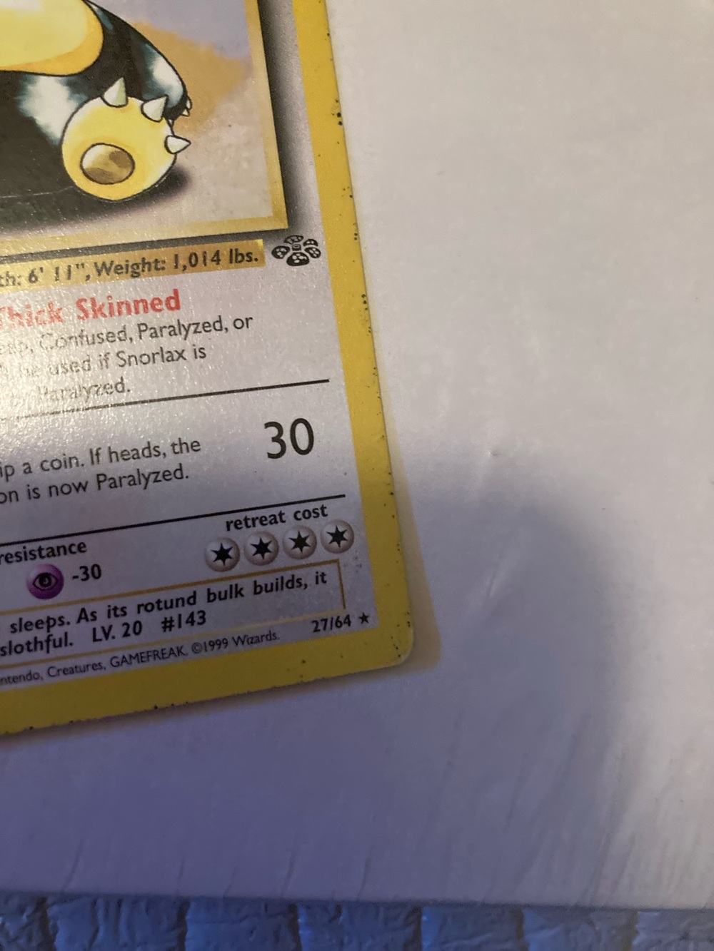 Snorlax Pokemon Card - Yellow Border (some wearing on bottom) - Picture 5 of 14